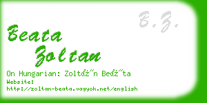 beata zoltan business card